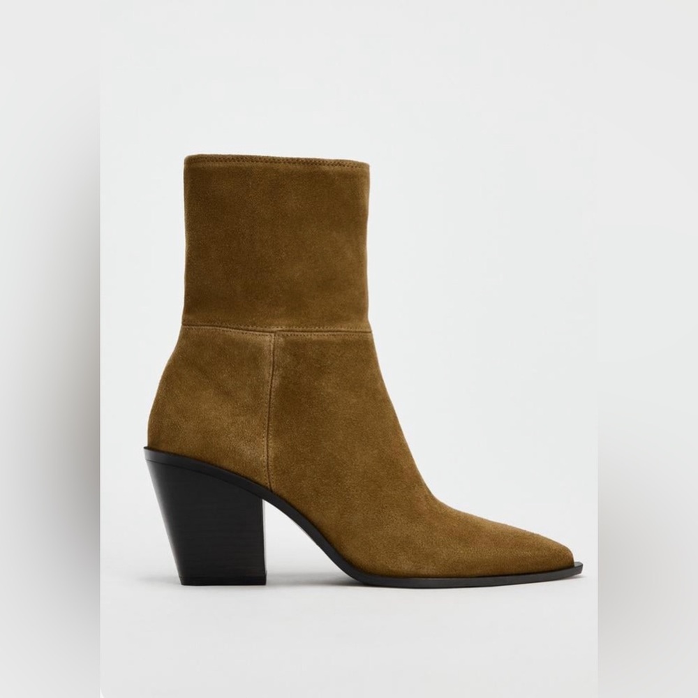 ZARA split leather ankle boots